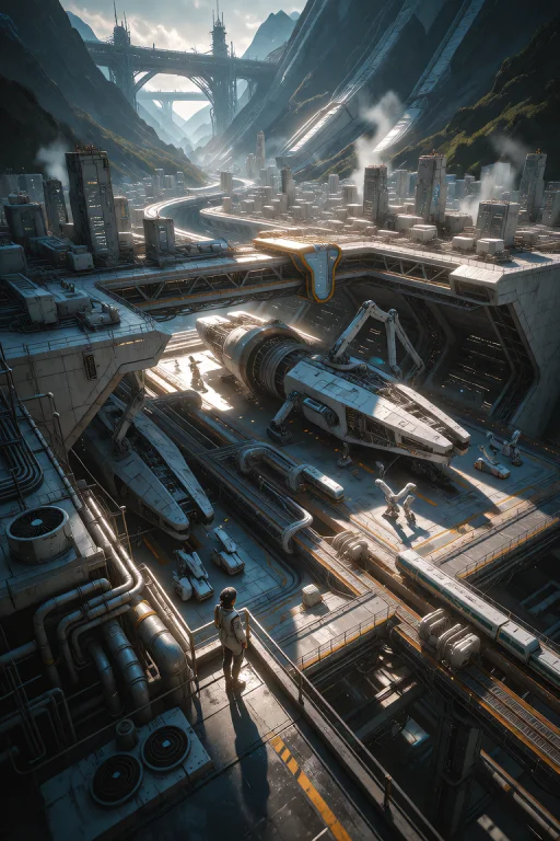A Vast Cinematic 2d Science-fiction Environment Illustration...