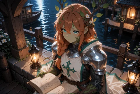 An Adult Dryad With Warm Copper Waves Falling Over One Shoul... — Stable Diffusion AI Prompt: An adult dryad with warm copper waves falling over one shoulder, soft teal eyes,...