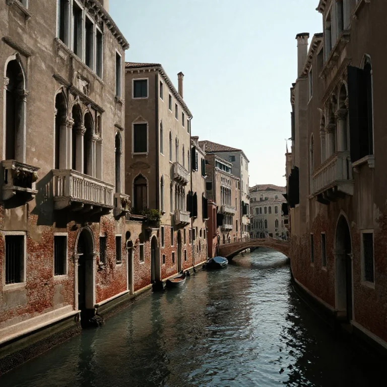 A Venetian Canal Lined With Weathered Palazzos, Dramatic Chi...