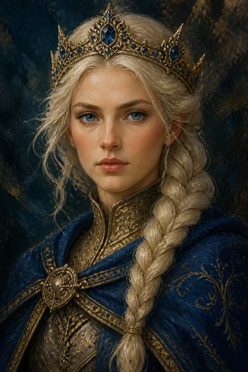 A Close-up Portrait Of A Young Fantasy Queen With Fair Skin,...