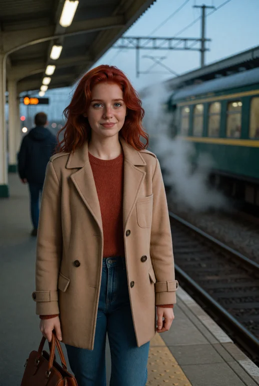 A Photograph Of L33na, She Stands On A Train Platform As Som...