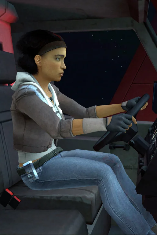 This Is A Photograph Of A Woman Driving A Vehicle At Night....