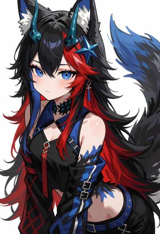 A Highly Detailed Image Of A Dragon Wolf Hybrid Girl With Lo...