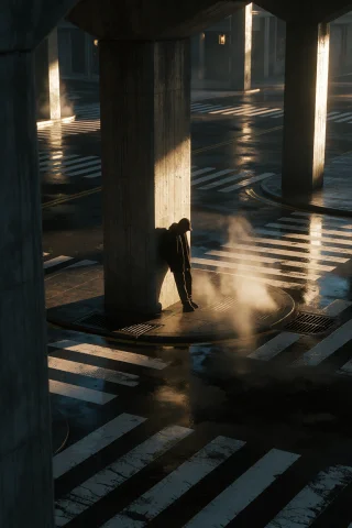Njsw33t. --preview A Solitary Dark Figure Leans Against A We... — Stable Diffusion AI Prompt: @NJSW33T. --preview A solitary dark figure leans against a weathered concrete wa...