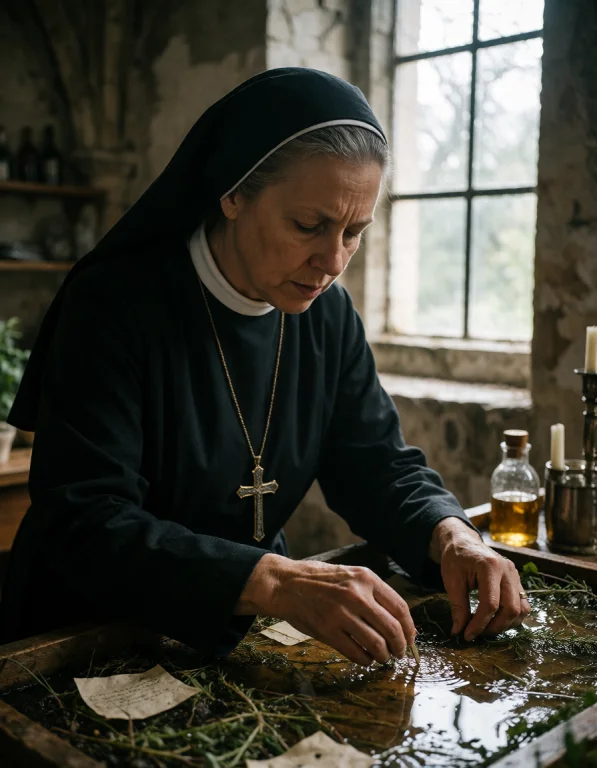 Capture A Photorealistic Scene Centered On A Nun Of Vigorous...