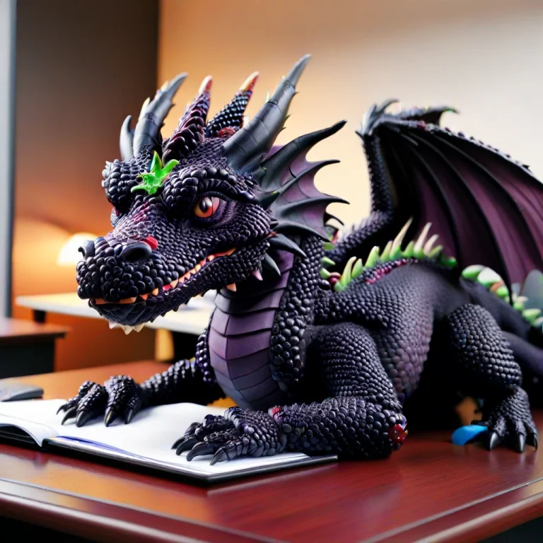 A Blackberryworld Dragon Working An Office Job And Hiding Un...
