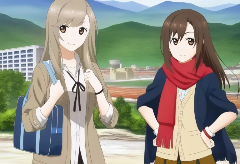 2girls, Shoulder-length Hair, Brown Eyes, Cardigan, Scarf, W...