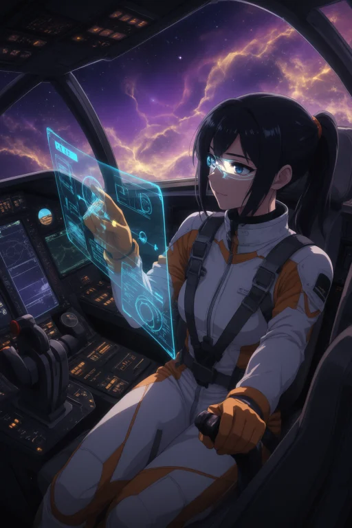 An Anime Illustration Of A Starship Pilot In Her Twenties Wi...