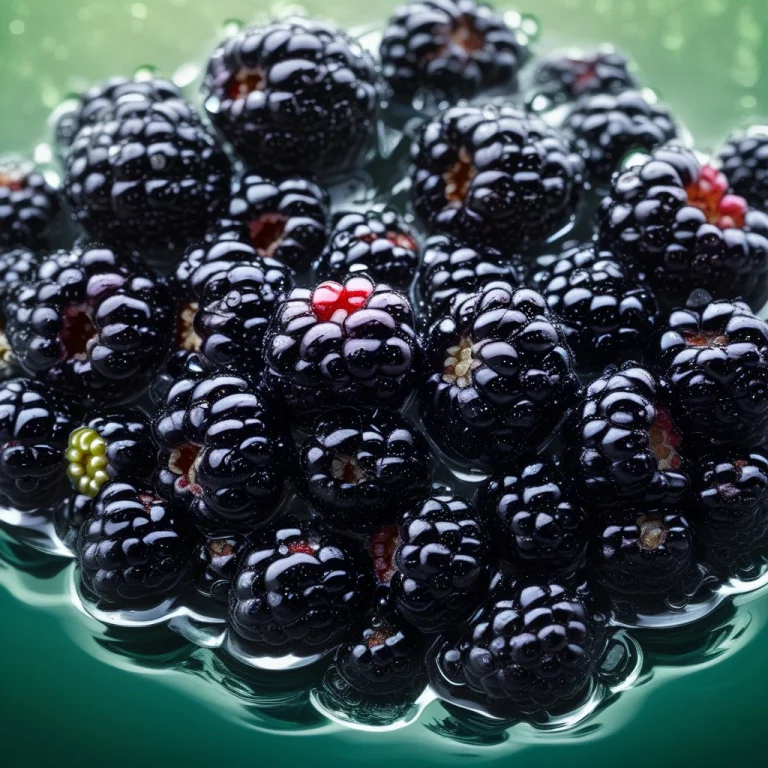 A Macro Photo Of A Handful Of Freshly Picked Blackberries Su...