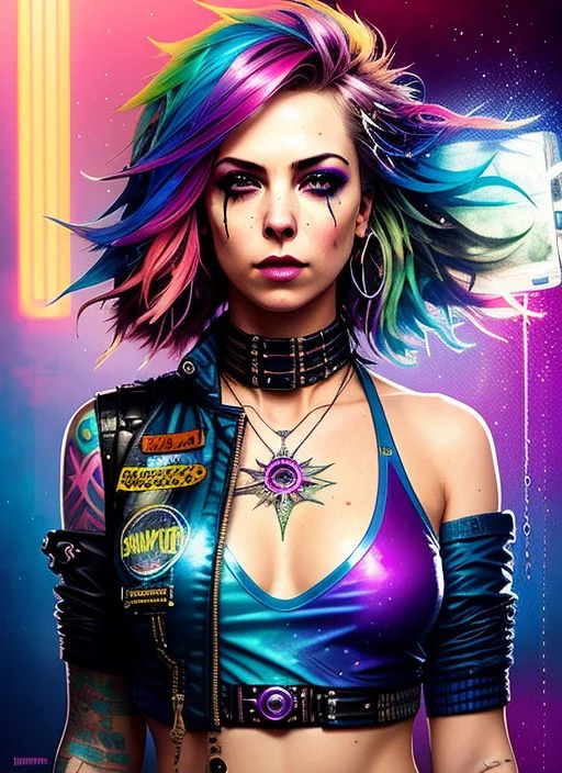 Swpunk Style Synthwavedrunken Beautiful Woman As Delirium Fr...