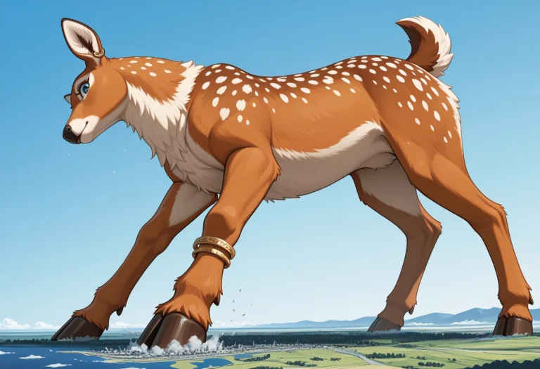 Lorafemaledeer1, 1girl, Solo, Deertaur,pointy Ears,blue Eyes...