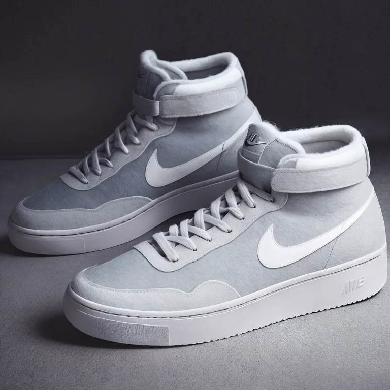 A Photo Of Felted Nike High Sneakers, Desaturated Pastele Co...