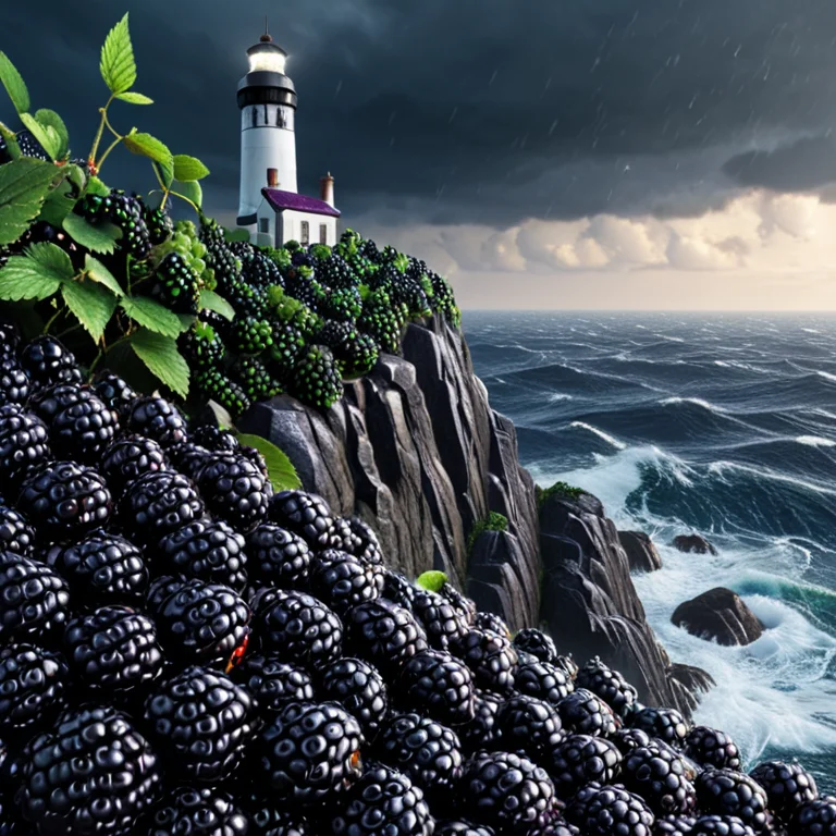Blackberryworld, A Tall Lighthouse On A Rocky Cliff Above A...