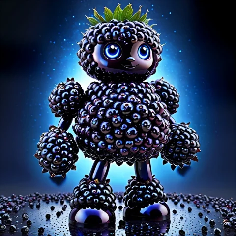 Blackberryworld, A Full-body Futuristic Android Made Of Dark... — SDXL AI Prompt: blackberryworld, a full-body futuristic android made of dark blackberry clusters...