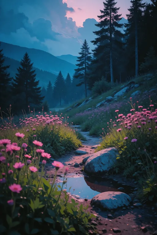 Nature, A Serene Vertical Landscape Photograph Of A Mountain...