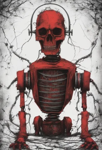 Old Gurrlger, Red Death Bot, Terror Metal — SDXL AI Prompt: Old Gurrlüger, Red Death Bot, Terror Metal