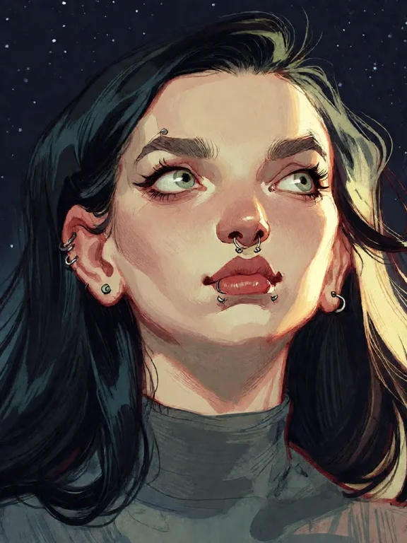 Bradhamel Art Style. A Close-up Portrait Of A Young Woman Wi...