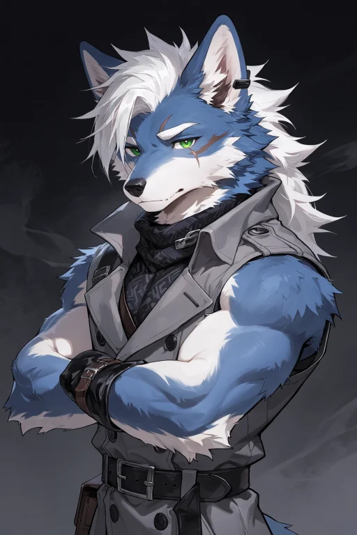 Rekal, 1 Boy, Alone, Human Furry, Wolf, Blue And White Fur,...