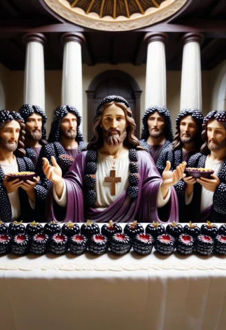 Blackberryworld Last Supper, Made Of Blackberries, Masterpie... — SDXL AI Prompt: blackberryworld last supper, made of blackberries, masterpiece, best quality, hi...