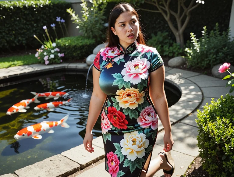 A Full Body Photograph Of A Curvy College-age Chinese Woman...