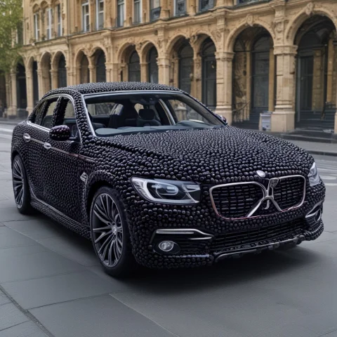 Blackberryworld, Car Made Of Black Berries, City — SDXL AI Prompt: blackberryworld, car made of black berries, city