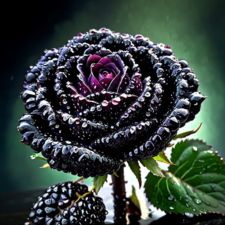 Blackberryworld, A Single Rose Bloom Made Entirely Of Dark G...