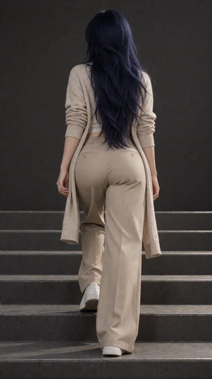 Rlanm Woman, Full Length From Behind, Rear View, Ascending S...