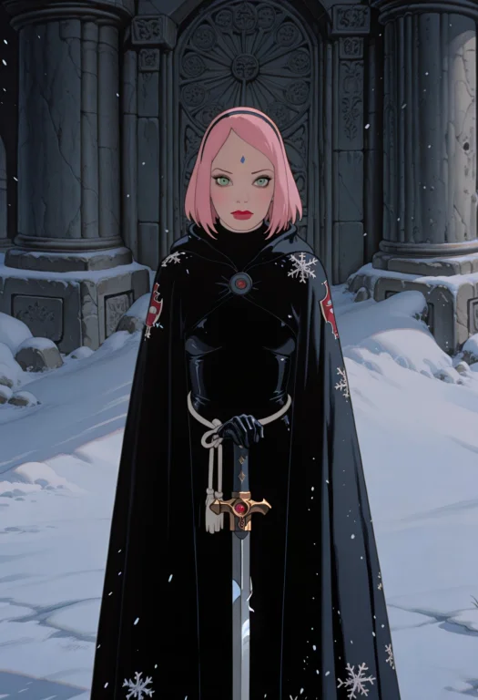 Subject 1girl, Green Eyes, Pink Hair, Haruno Sakura, Hairban...