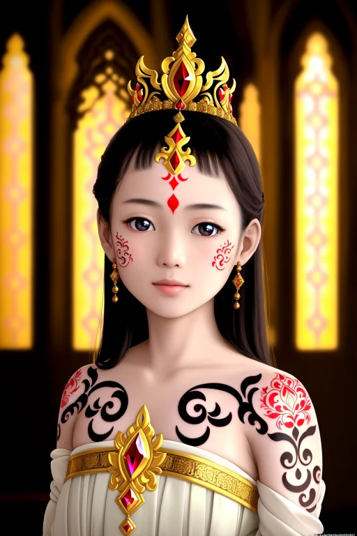 Close Up Of A Young Thai Princess In A Traditional Dress And...