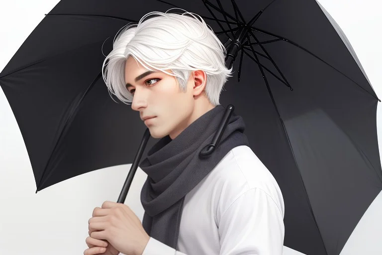 Masterpiece1.2, Best Quality, 1boy, Solo, White Hair, Gentle...