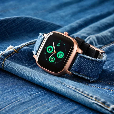 Loratech2denimfabricv10.80, Techdenim, A Smartwatch On A Fol... — SDXL AI Prompt: , techdenim, a smartwatch on a folded blue denim fabric surface, soft natural li...