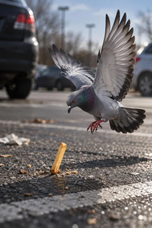 Replace Flower With French Fry And Replace Bird With Pigeon...