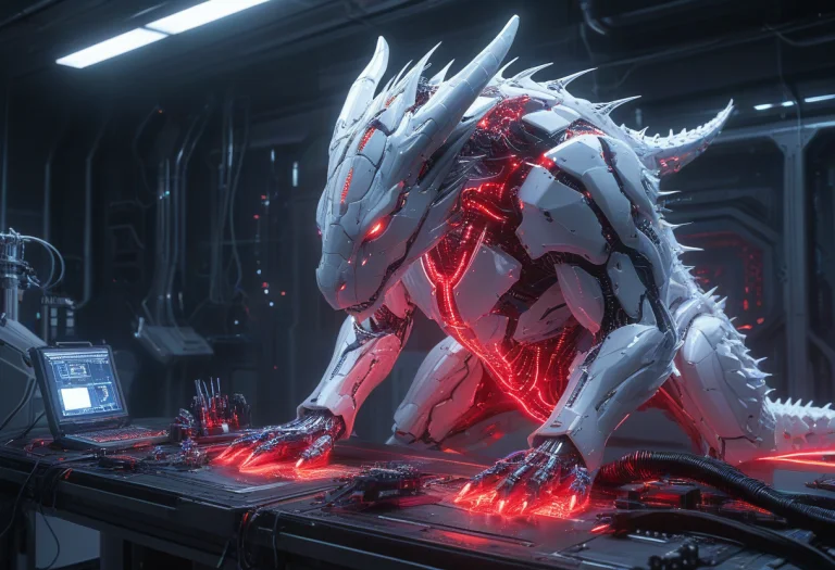 Whiteember, A Colossal White Cybernetic Dragon Acting As A R...