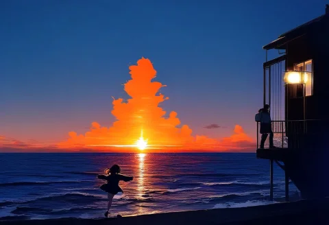 Masterpiece, Best Quality, Sea Stacks Silhouetted Against A... — Stable Diffusion AI Prompt: masterpiece, best quality, sea stacks silhouetted against a burning sunset, stor...