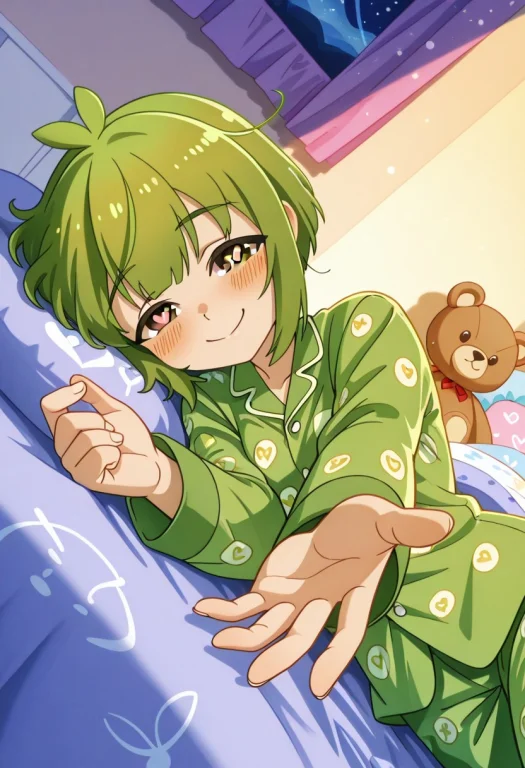 Bashame Meme, Short Hair, Green Hair, Ahoge, Brown Eyes, Pov...
