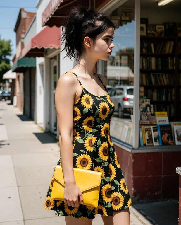 Rlyfarrah Woman Wearing A Black 90s Skater Dress With A Deta...