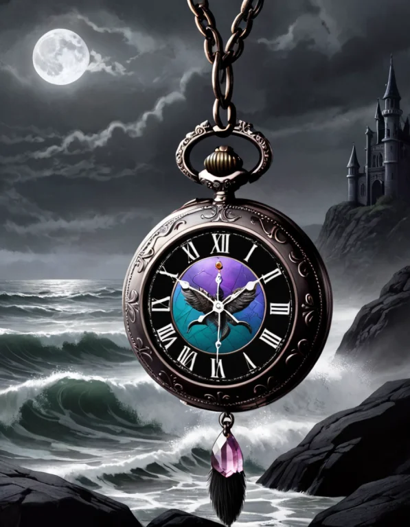 Gothic Style, Kunzite Pocket Watch Piece Depicting A Ladyfis...