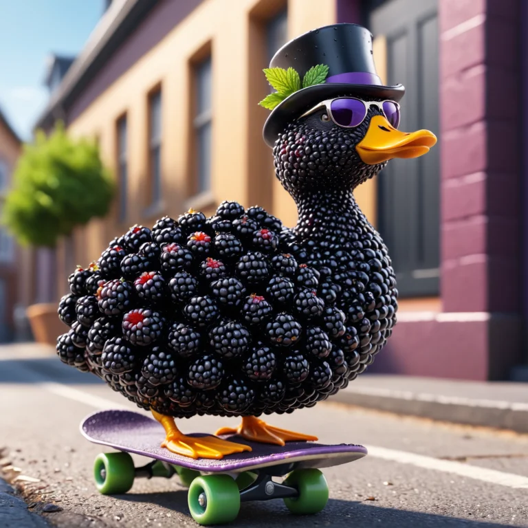 Blackberryworld, A Cool Duck Made Entirely Of Glossy Dark Pu...