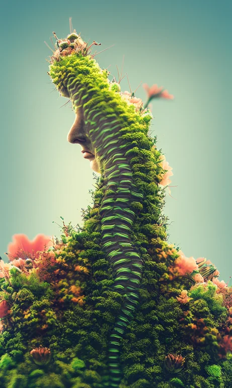 Macro Photography Of A Caterpillar Made Of Dblx, Lush Green...