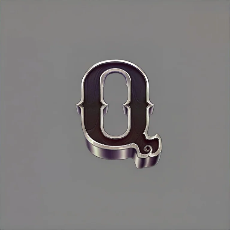 Mystyle, A Metallic Silver Letter Q Slot Symbol, Dark Wood I...
