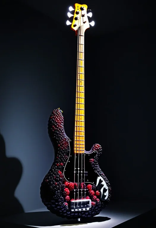 Bass Guitar Blackberryworld On A Museum Display Single Spot...