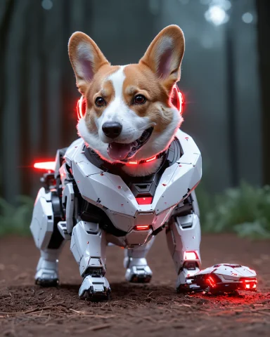A Corgi Piloting A Giant Corgi-shaped Mech Robot, The Corgi... — Stable Diffusion AI Prompt: a corgi piloting a giant corgi-shaped mech robot, the corgi in the glass cockpit...