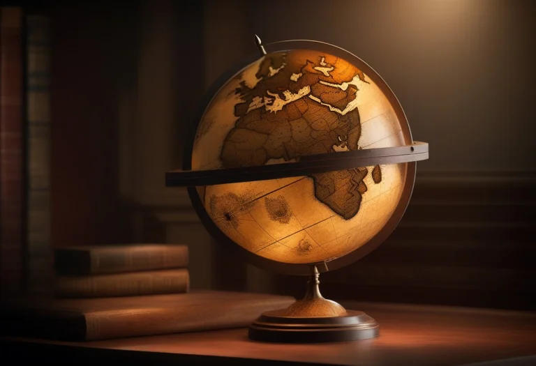 An Antique Globe Gone Soft With Age, Photorealistic, Spotlig...