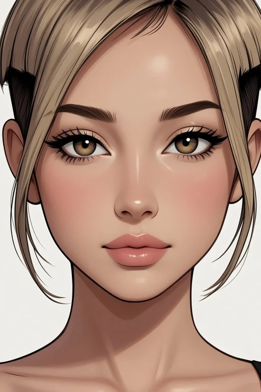 Woman Face Closeup, Crew Cut, Natural Look, Class-a Quality,...