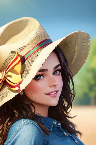 Masterpiece Photo Of Annadeo1sd Smiling Ranch Stetson Hat De... — Stable Diffusion AI Prompt: masterpiece Photo of AnnaDeo1SD smiling ranch stetson hat (denim:1.1) depth of f...
