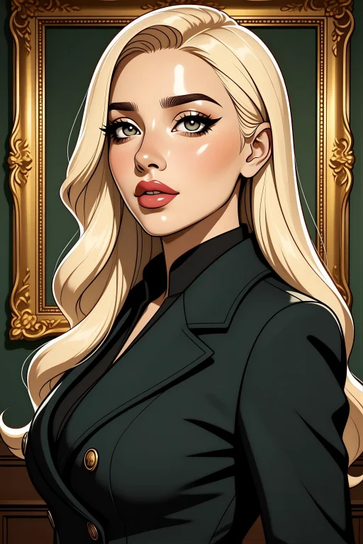 Volanisy Style, Long Cream Waves, Captivating Eyes, Wearing...