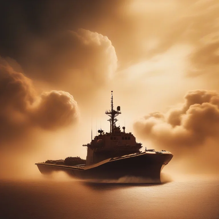 A Landing Craft Descending Through Amber Clouds, Octane Rend...