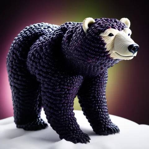 A Majestic Polar Bear Sculptured Entirely Out Of Dark Shiny... — SDXL AI Prompt: a majestic polar bear sculptured entirely out of dark shiny blackberry clusters...