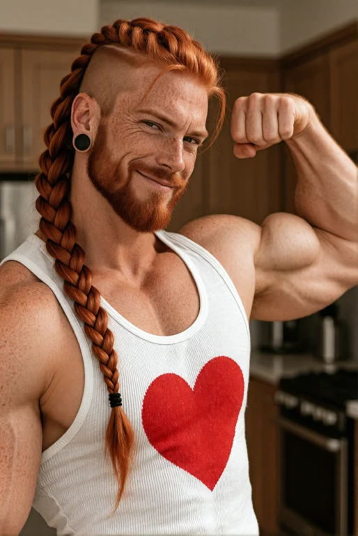 Photography Of A Handsome Muscular Freckled Guy With Long Br...