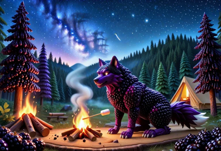 Blackberryworld Wolf, Standing Mecha Wolf Made Of Dark Purpl...